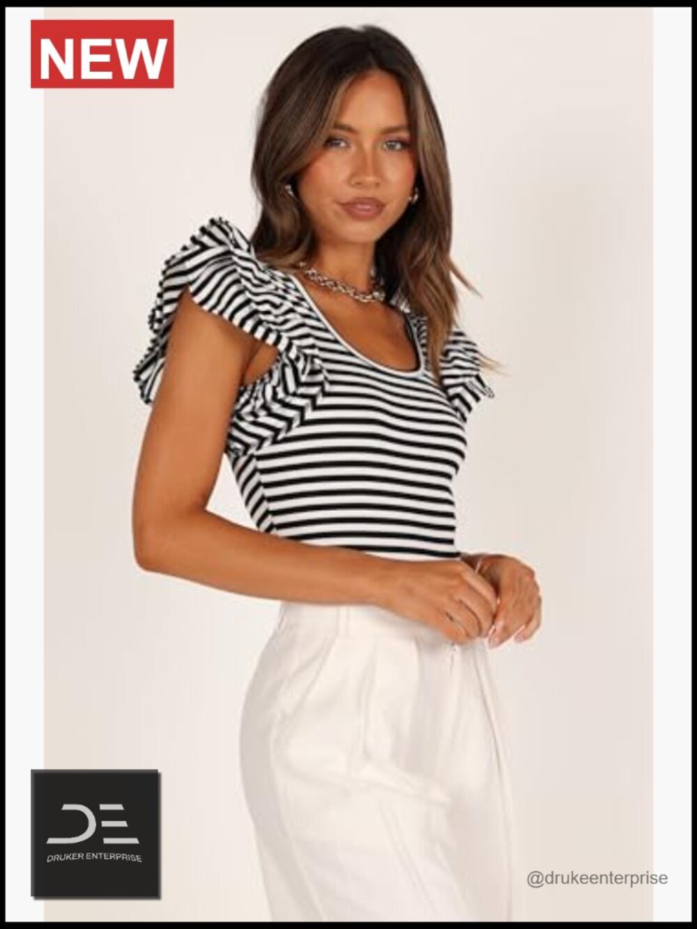 Cropped Ribbed Tank Top with Ruffle Sleeves - Picture 6 of 7